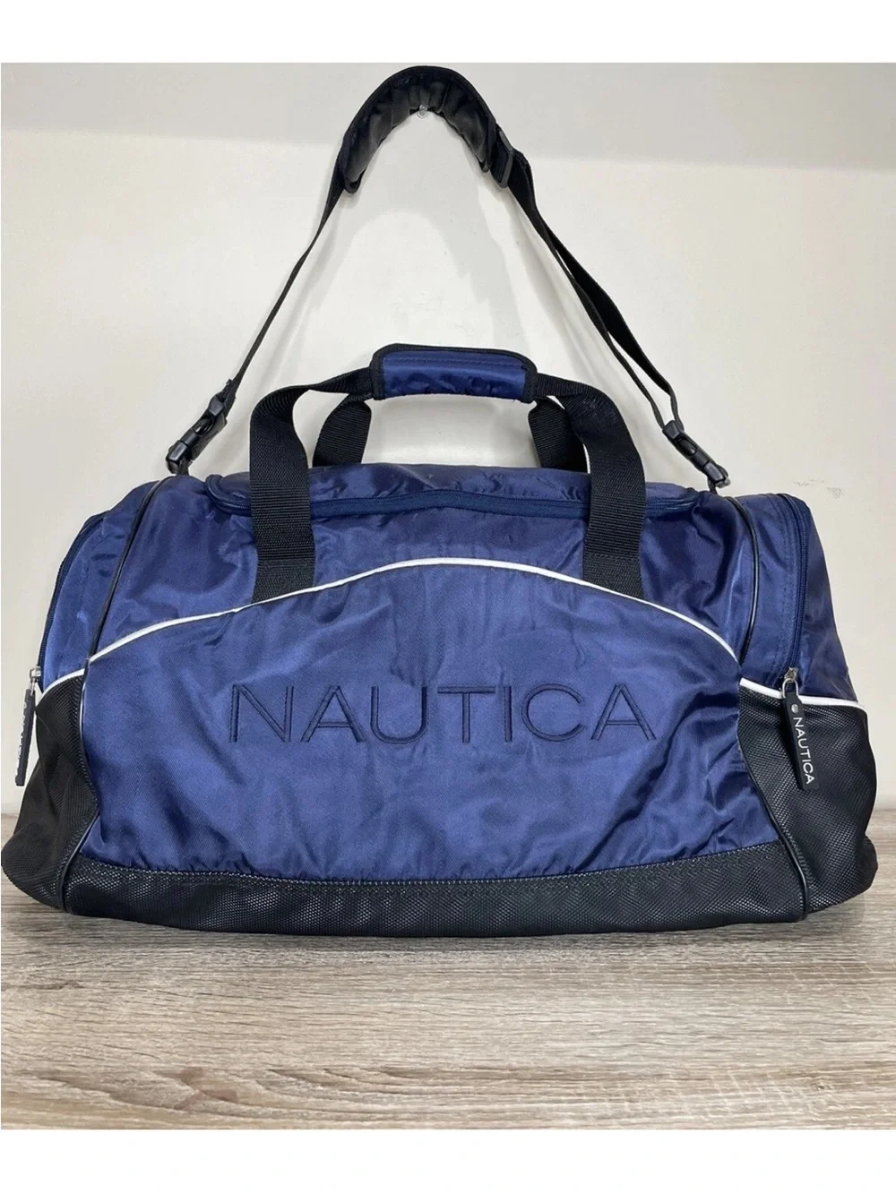 Vintage Nautica Y2K Duffle Bag Gorpcore Gym Travel Weekender Blue